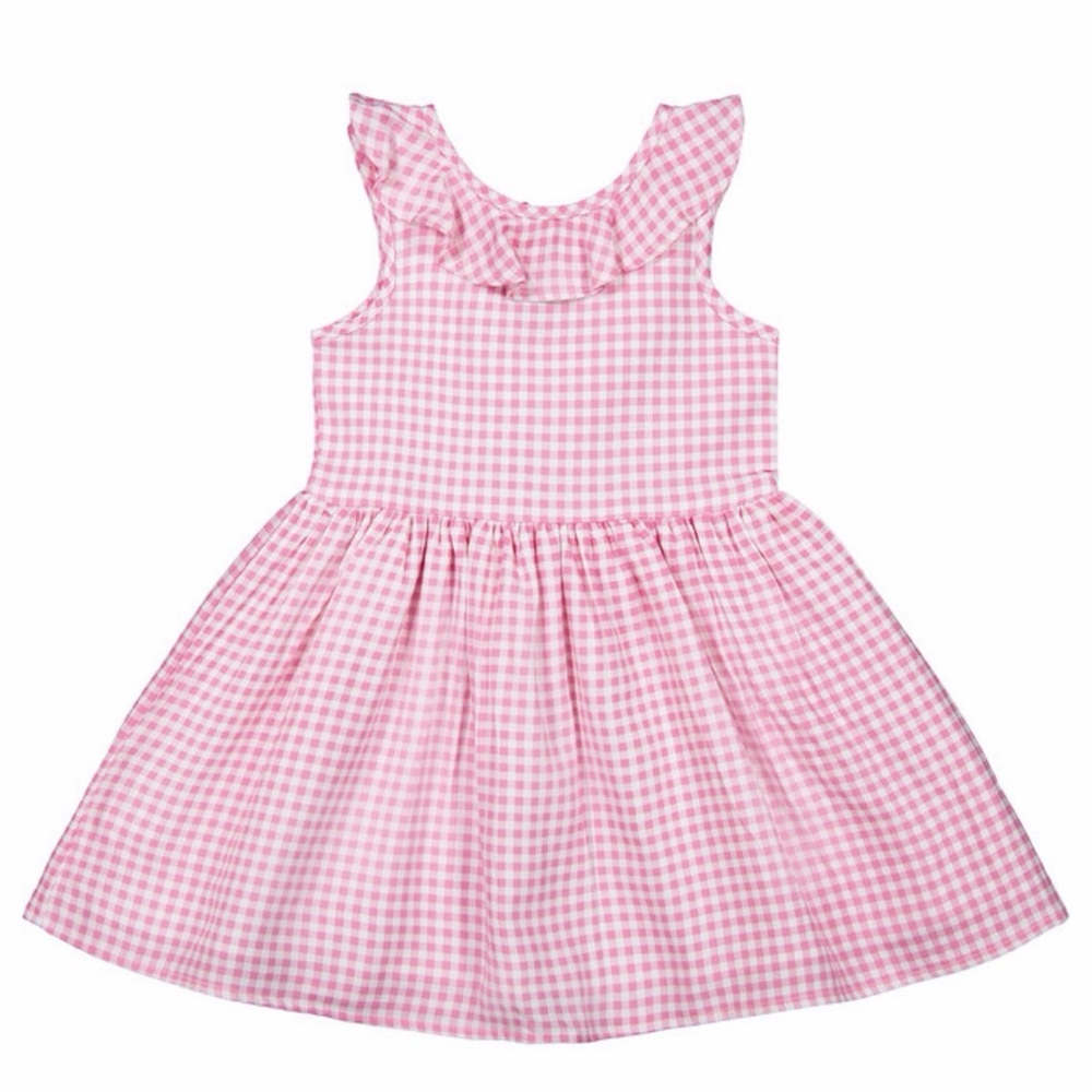 Andy & Evan kids Pink and white  Gingham Dress - 6Y